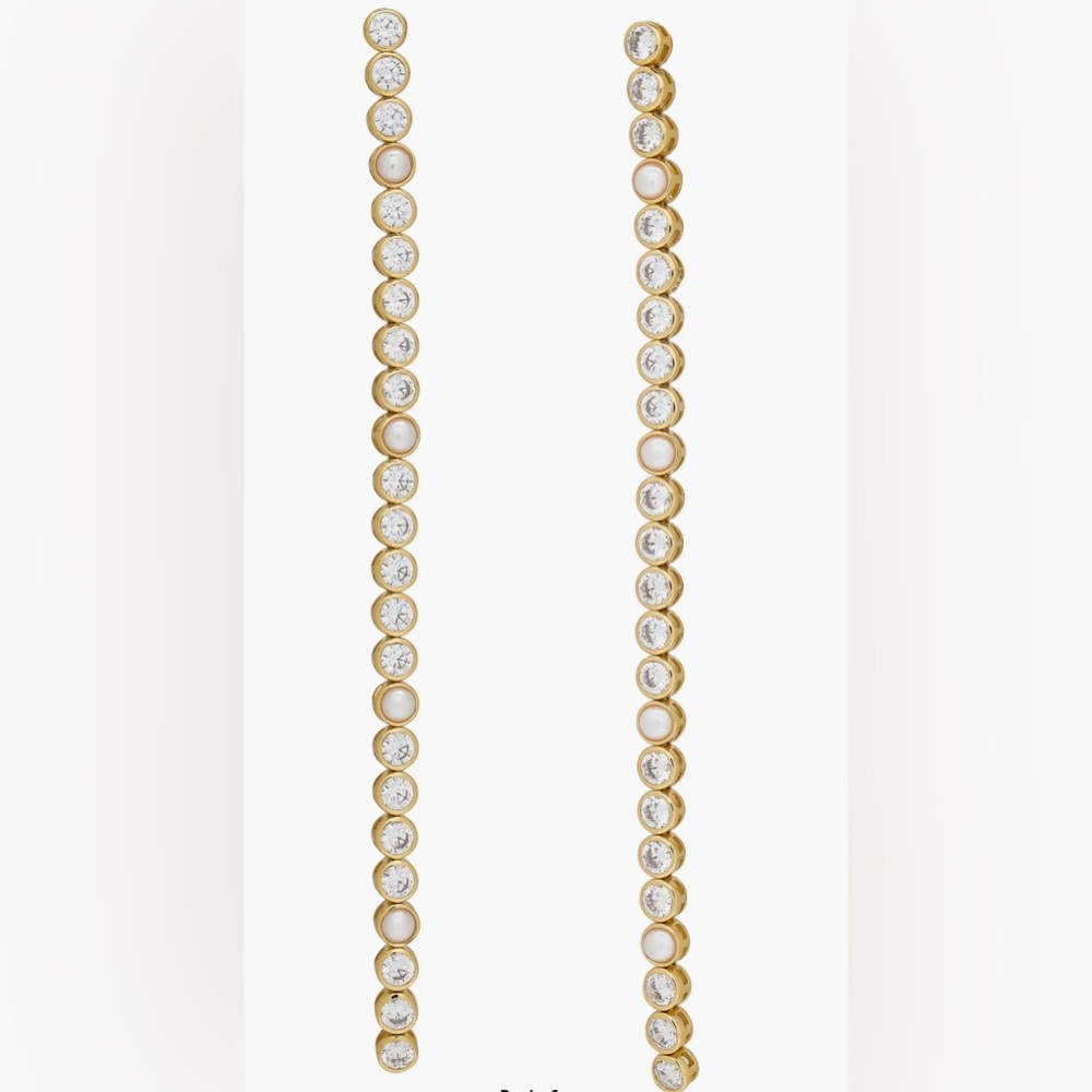 Kurt Geiger Cubic Zirconia & Faux Pearl Linear Drop Earrings